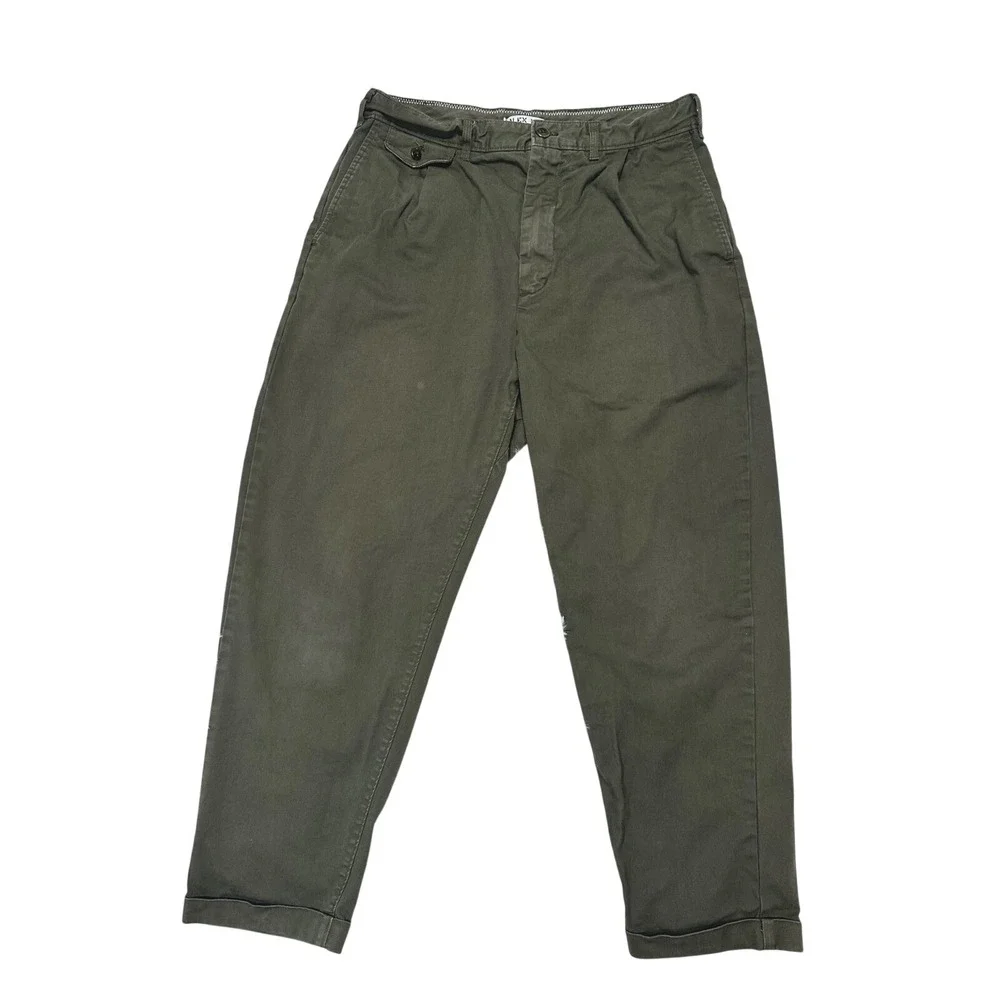 Alex Mill Men's‎ Cotton Olive Green Pleated Chino Pants Size 31